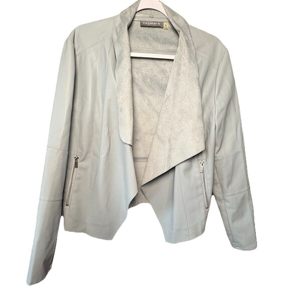 Bagatelle Faux Leather Jacket Size XL Dusty Blue Waterfall Moto Style - Picture 7 of 7